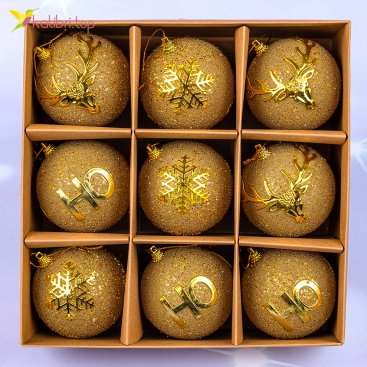 Ялинкові кулі золота ніч 7 см, 9 шт., набір - Фото Ялинкові кулі золота ніч 7 см, 9 шт., набір - Купити