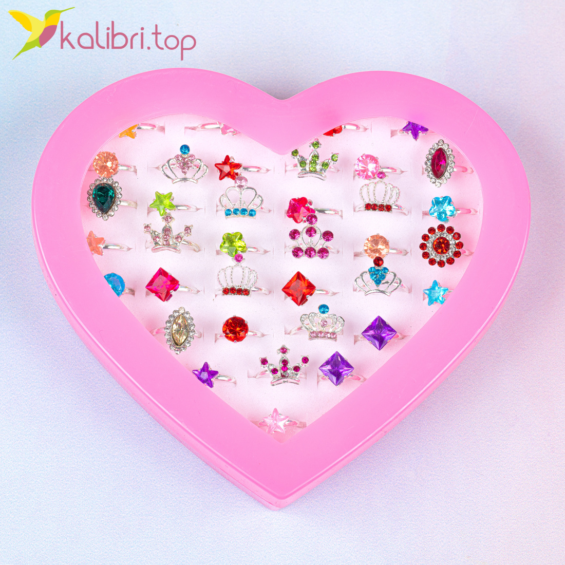 Детские колечки Коронки 36 штук оптом фото 02