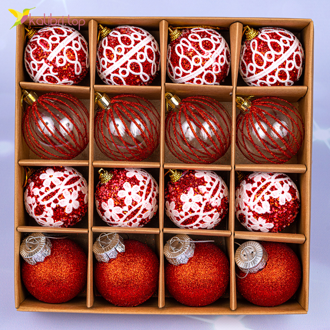 Ёлочные шары красный бал 5,5 см, 16 шт., набор оптом фото 01 Ёлочные шары красный бал 5,5 см, 16 шт., набор оптом фото 01