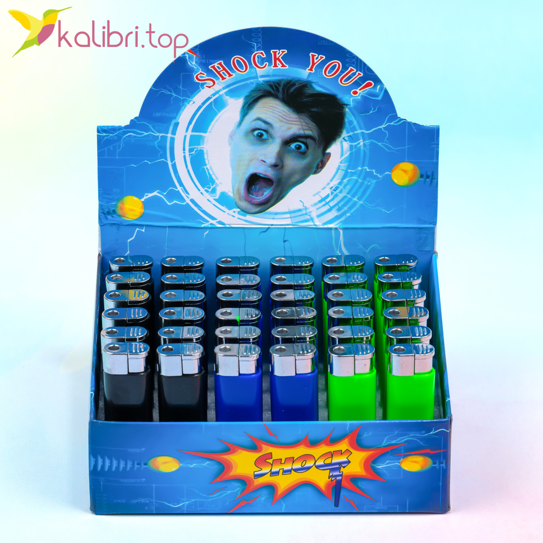 Прикол Зажигалка шокер 8 см, 36 штук оптом фото 01