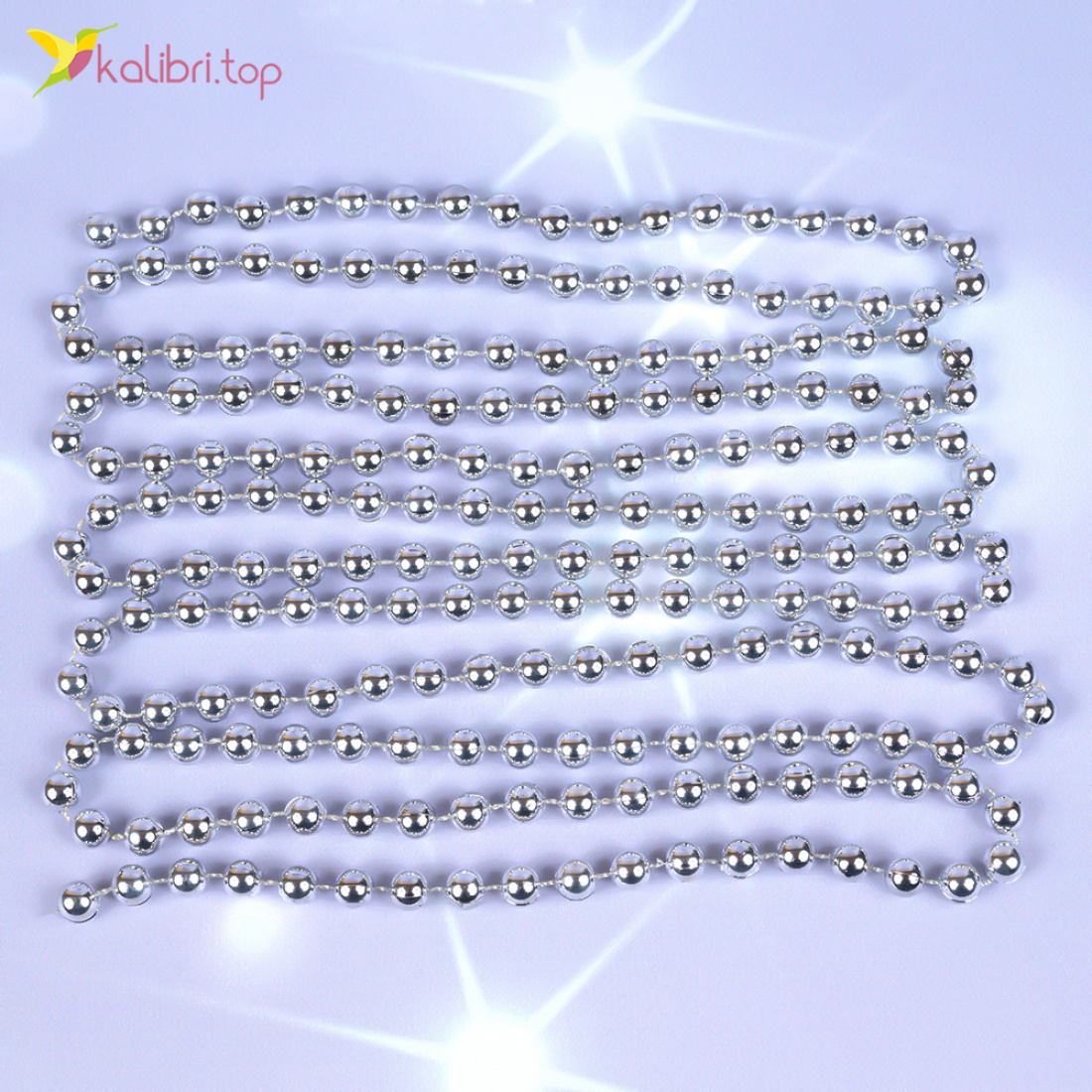 Новорічний декор намисто срібний грудень 2,8 метра, 12 штук оптом фото 02 Новорічний декор намисто срібний грудень 2,8 метра, 12 штук оптом фото 02