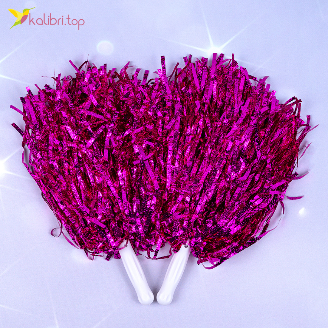 Помпоны для черлидинга Рифлёные малиновые 30 см оптом фото 01