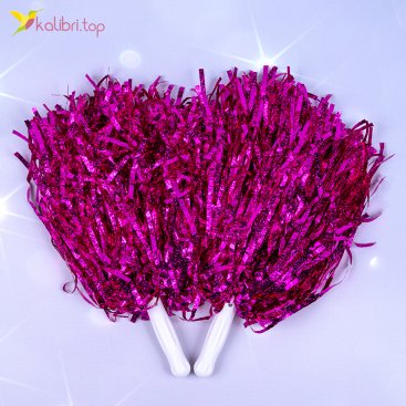 Помпоны для черлидинга Рифлёные малиновые 30 см - Купить