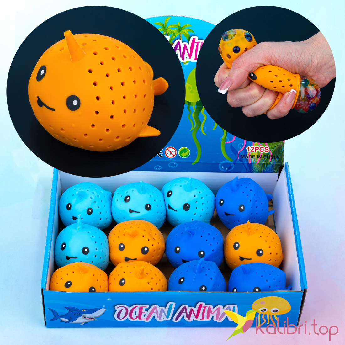 Антистрес з орбізами Рибка-Єдиноріг 6 см, 95 г оптом фото 01