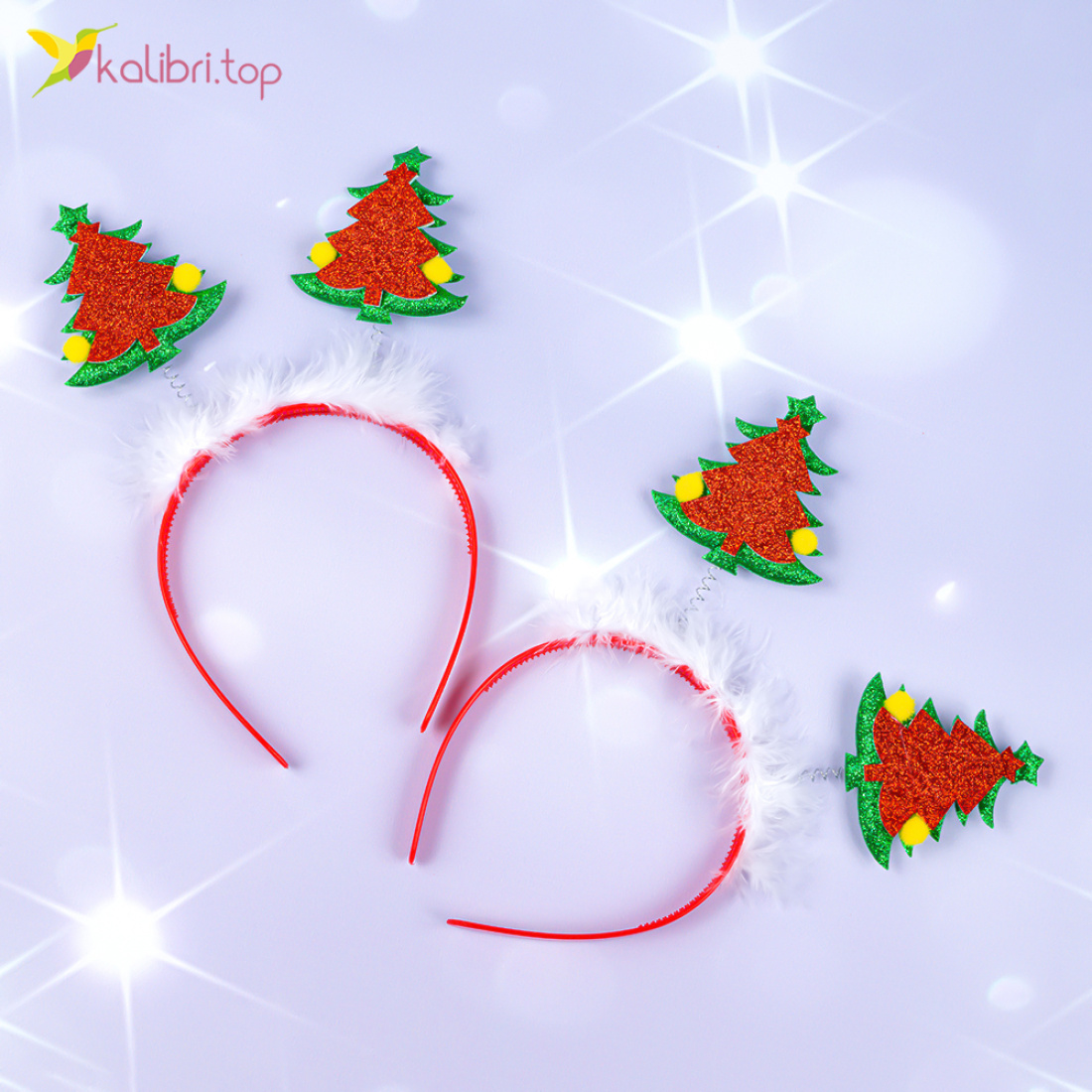 Новорічні обручі ялинки з блискітками 23 см оптом фото 01 Новорічні обручі ялинки з блискітками 23 см оптом фото 01