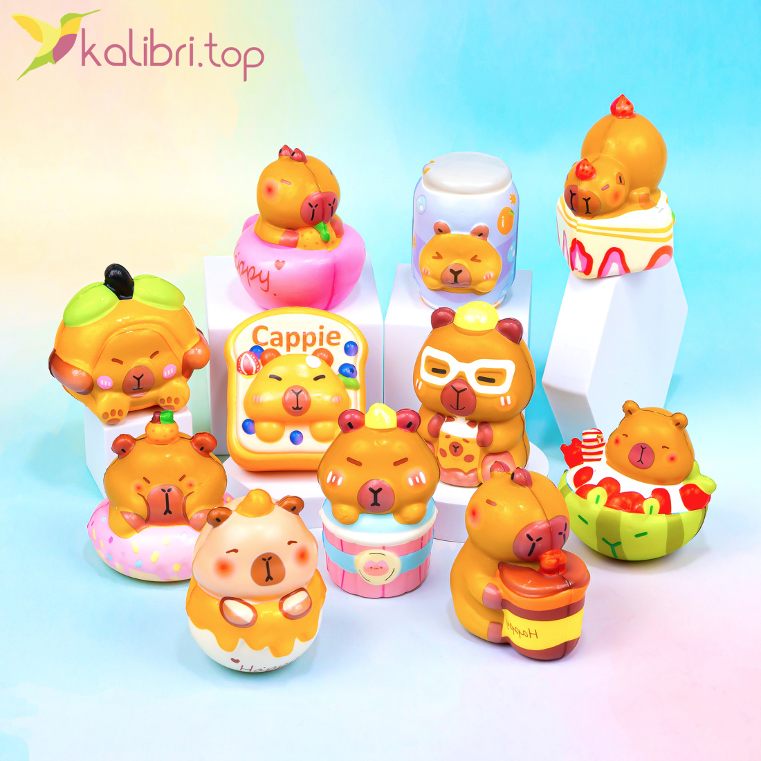 Сквиши Капибары Довольные 9,5 см, 35 г оптом фото 01