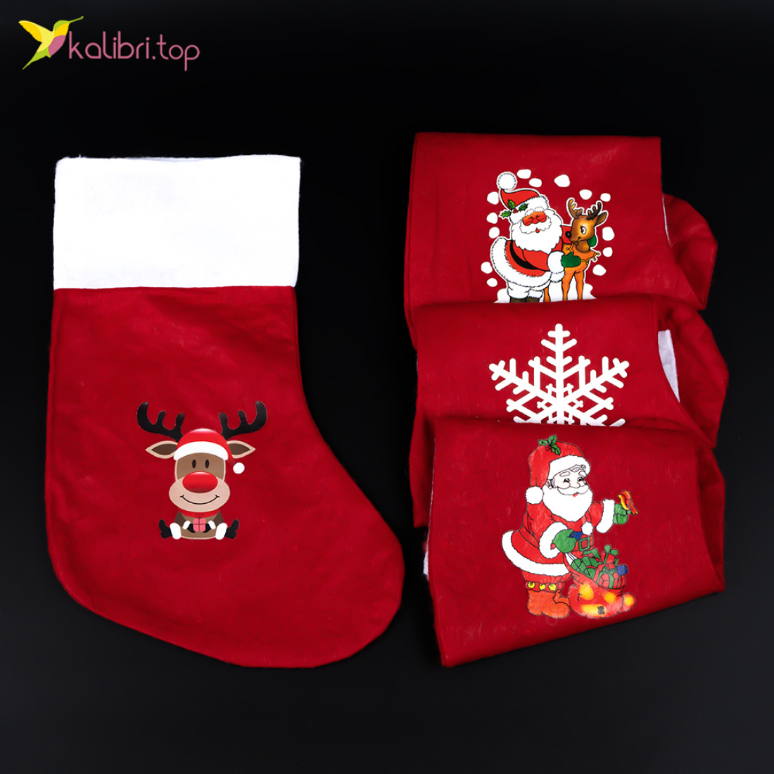 Новорічний чобіт для подарунків Мікс 37 см оптом фото 01 Новорічний чобіт для подарунків Мікс 37 см оптом фото 01