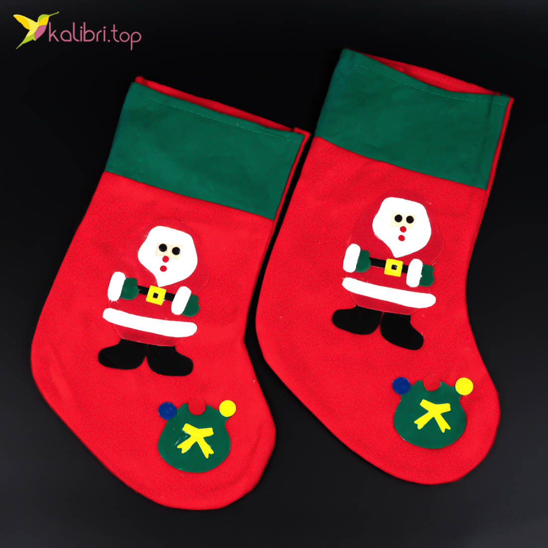 Новорічний чобіт для подарунків Санта 36 см оптом фото 01 Новорічний чобіт для подарунків Санта 36 см оптом фото 01