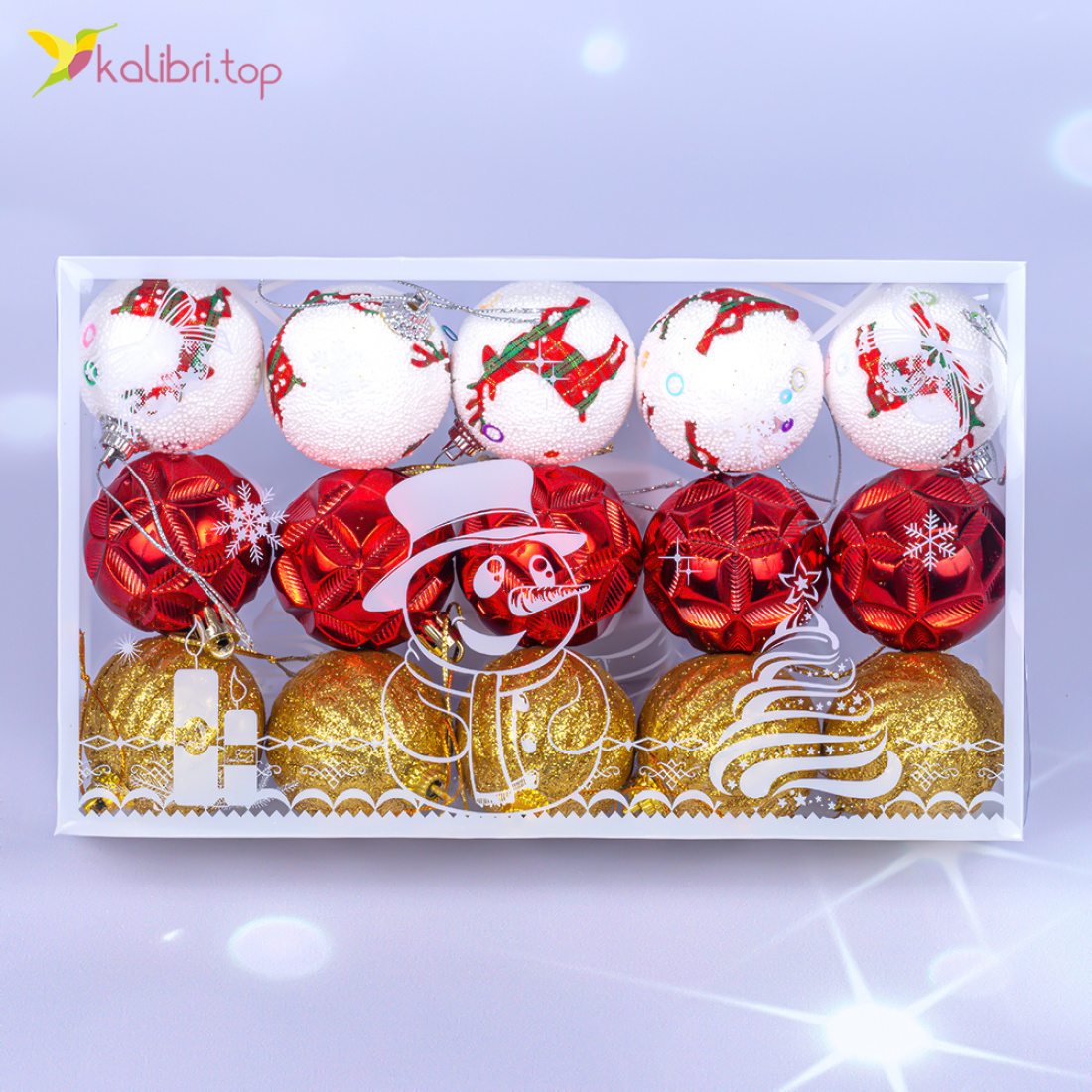Ялинкові кулі зимові 4,5 см, 15 шт., набір оптом фото 01