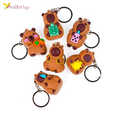 Большие брелки резиновые Капибары в образе 11,5 см - Купить
