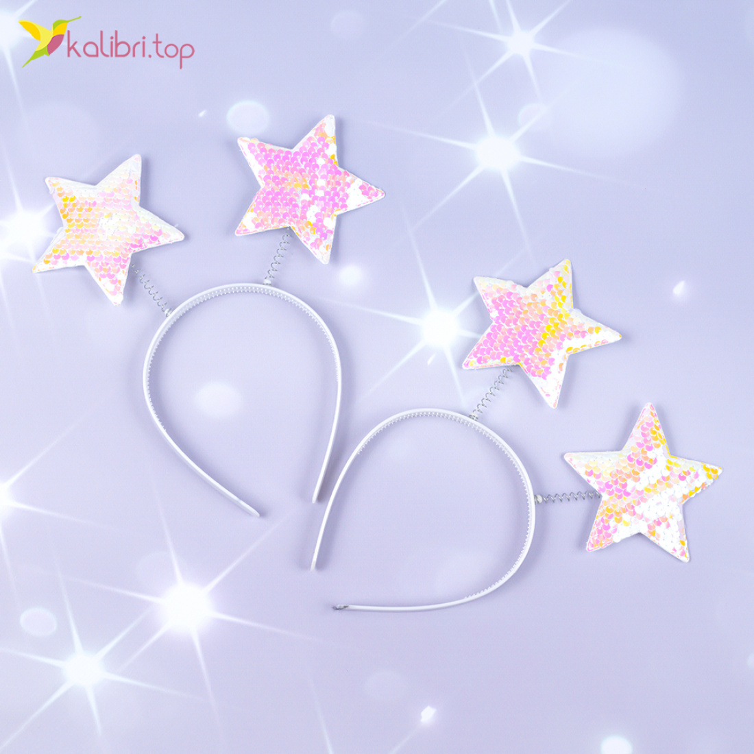 Новорічні обручі зірки з паєтками 23 см оптом фото 01 Новорічні обручі зірки з паєтками 23 см оптом фото 01