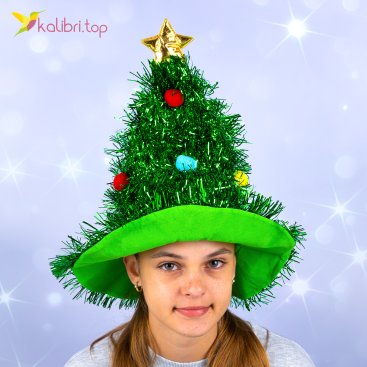 Новогодняя шапка Ёлка с игрушками 45 см - Купить