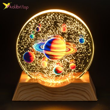 Ночник плоский стеклянный Сатурн 8 см - Купить