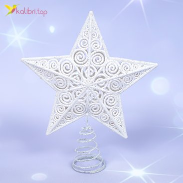 Верхівка для ялинки зірка біла 23 см., 5 штук - Фото Верхівка для ялинки зірка біла 23 см., 5 штук - Купити