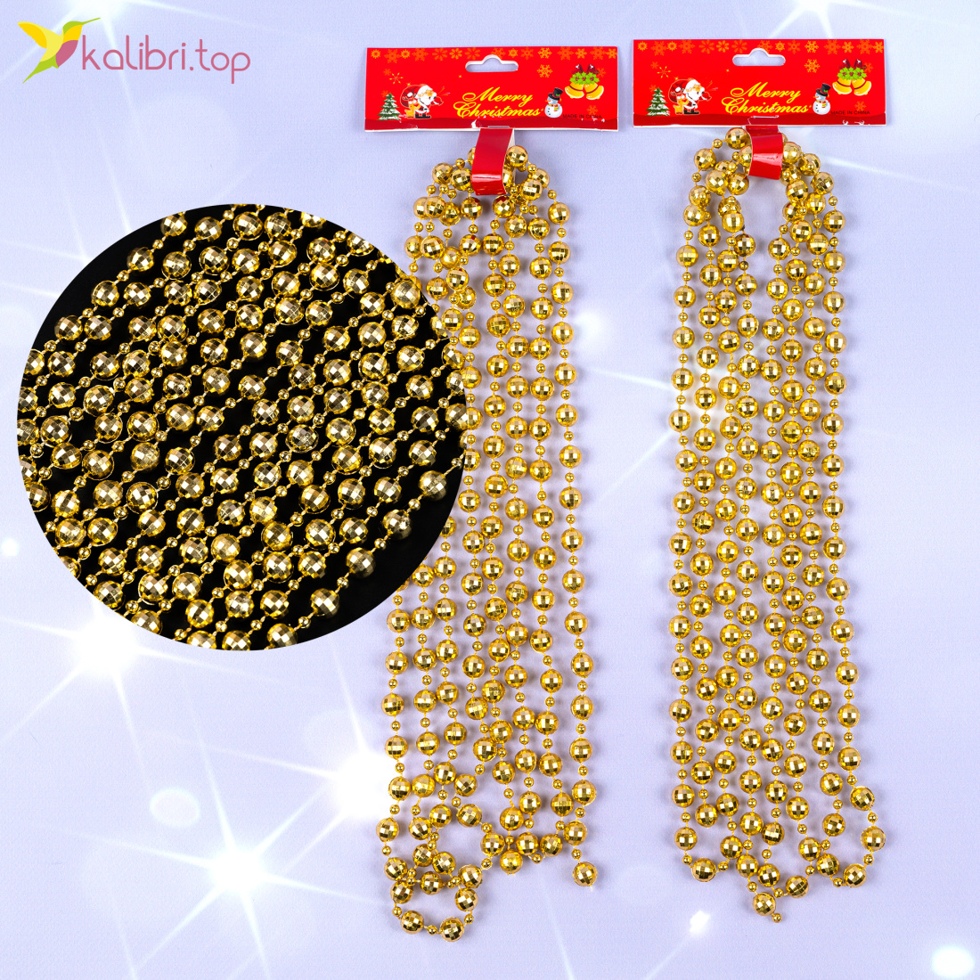 Декор намисто золотий блиск 2,7 метра, Ø 0,95 см, 10 штук оптом фото 01