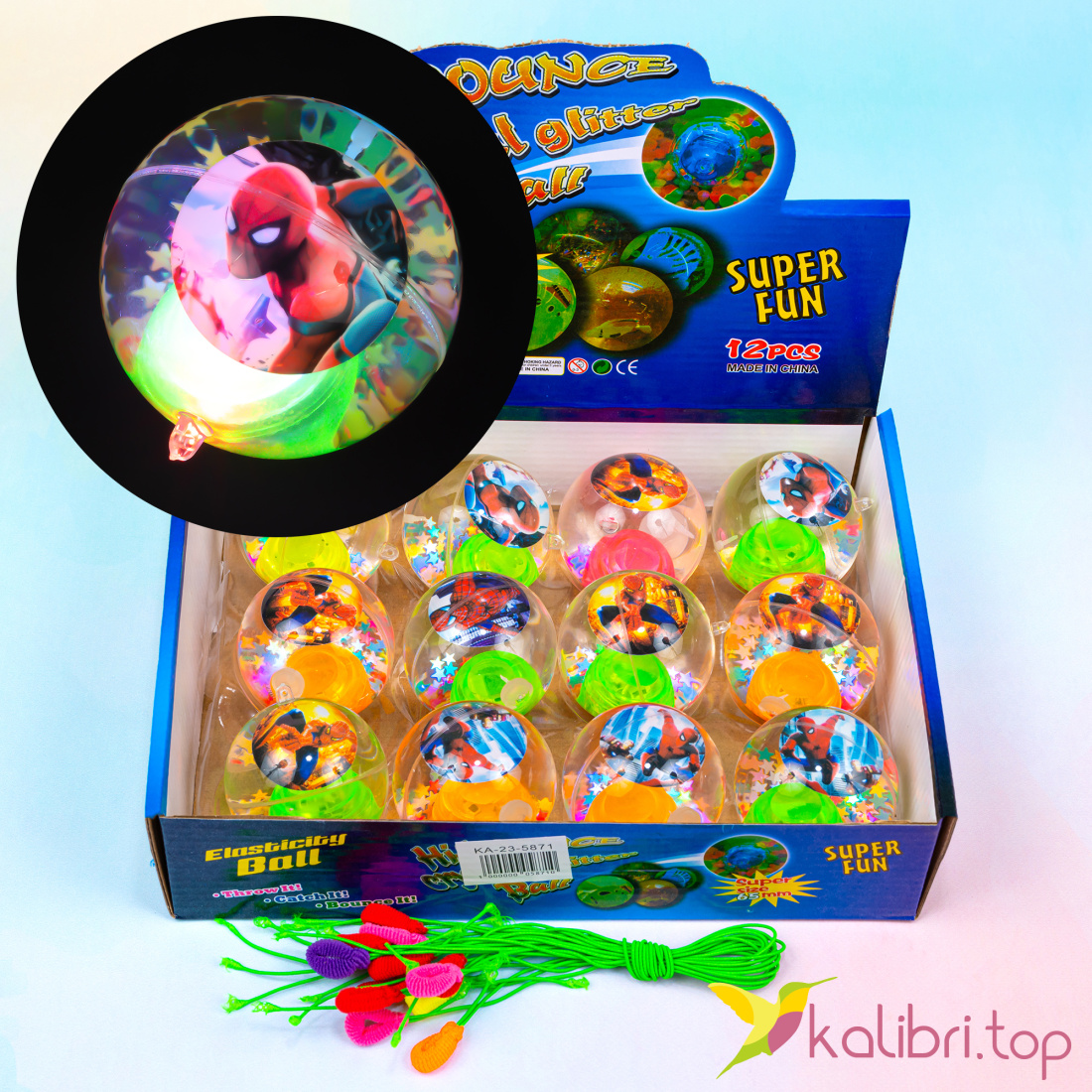 М'ячики, що світяться Павук на гумці 6 см оптом фото 01