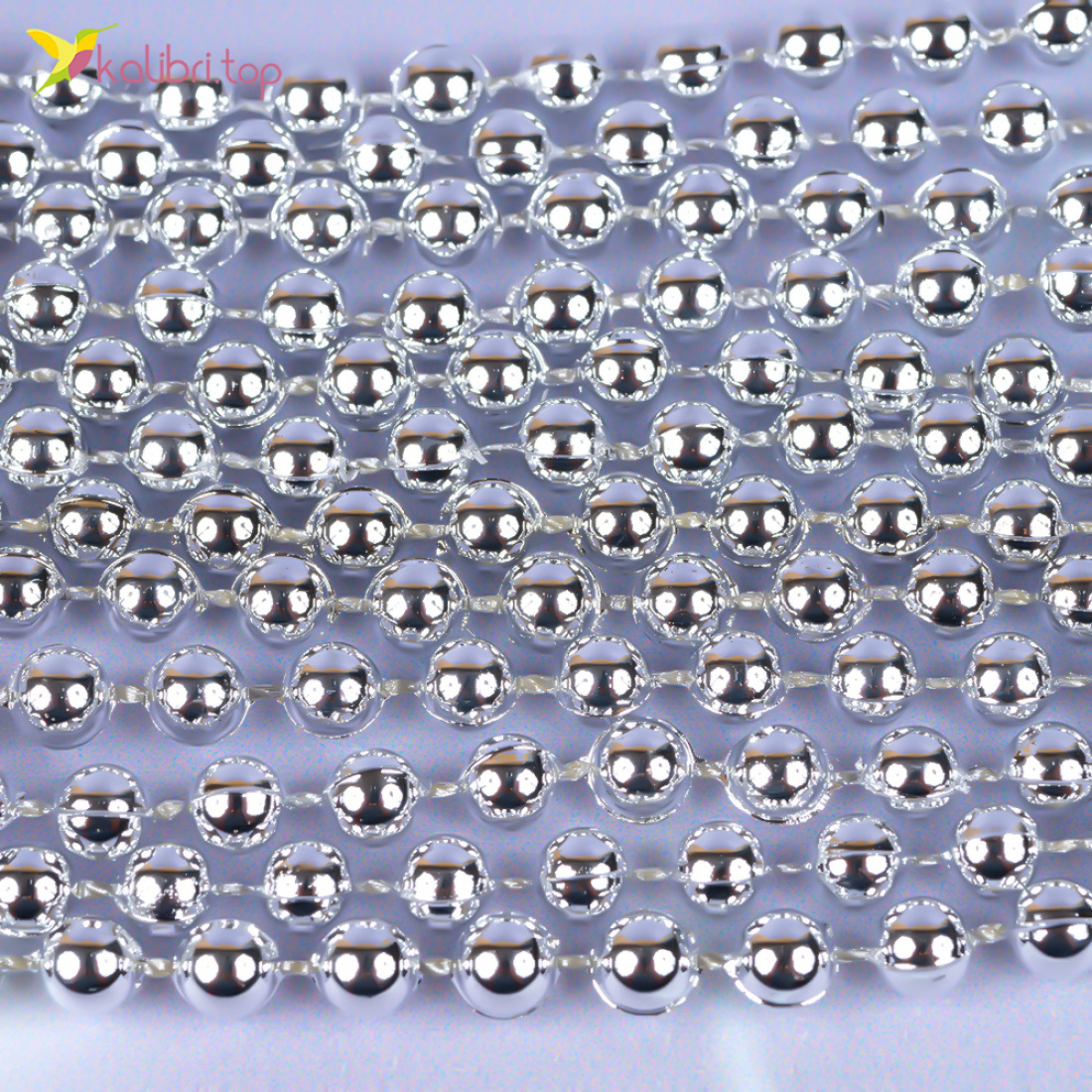 Новогодний декор бусы серебряные 2,75 метра, 12 штук оптом фото 02 Новогодний декор бусы серебряные 2,75 метра, 12 штук оптом фото 02