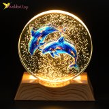 Нічник плоский скляний Два Дельфіни 8 см оптом фото 01 Нічник плоский скляний Два Дельфіни 8 см оптом фото 01