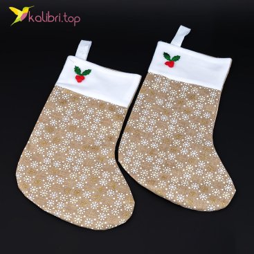 Шкарпетки, чобіт для подарунків коричневий з білими сніжинками великий 41 см - Купити