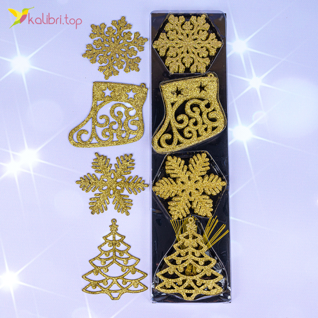 Новогодние украшения подвеска Снежная 8 см., 24 шт оптом фото 01 Новогодние украшения подвеска Снежная 8 см., 24 шт оптом фото 01