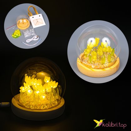 Ночник сделай сам Цветы в шаре жёлтые USB, 10 см - Купить