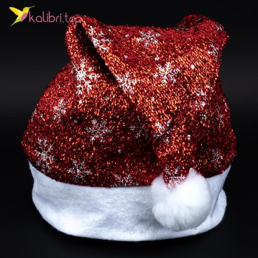 Новогодняя шапка Блестяшка красный 40 см - Купить