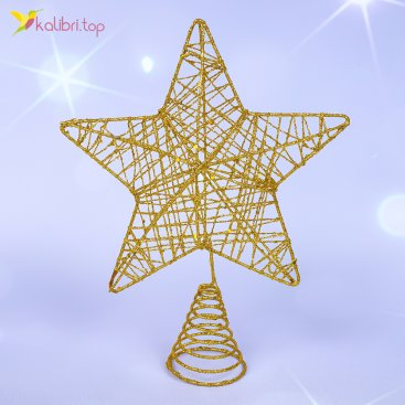 Верхівка для ялинки зірка золота 23 см., 5 штук - Фото Верхівка для ялинки зірка золота 23 см., 5 штук - Купити