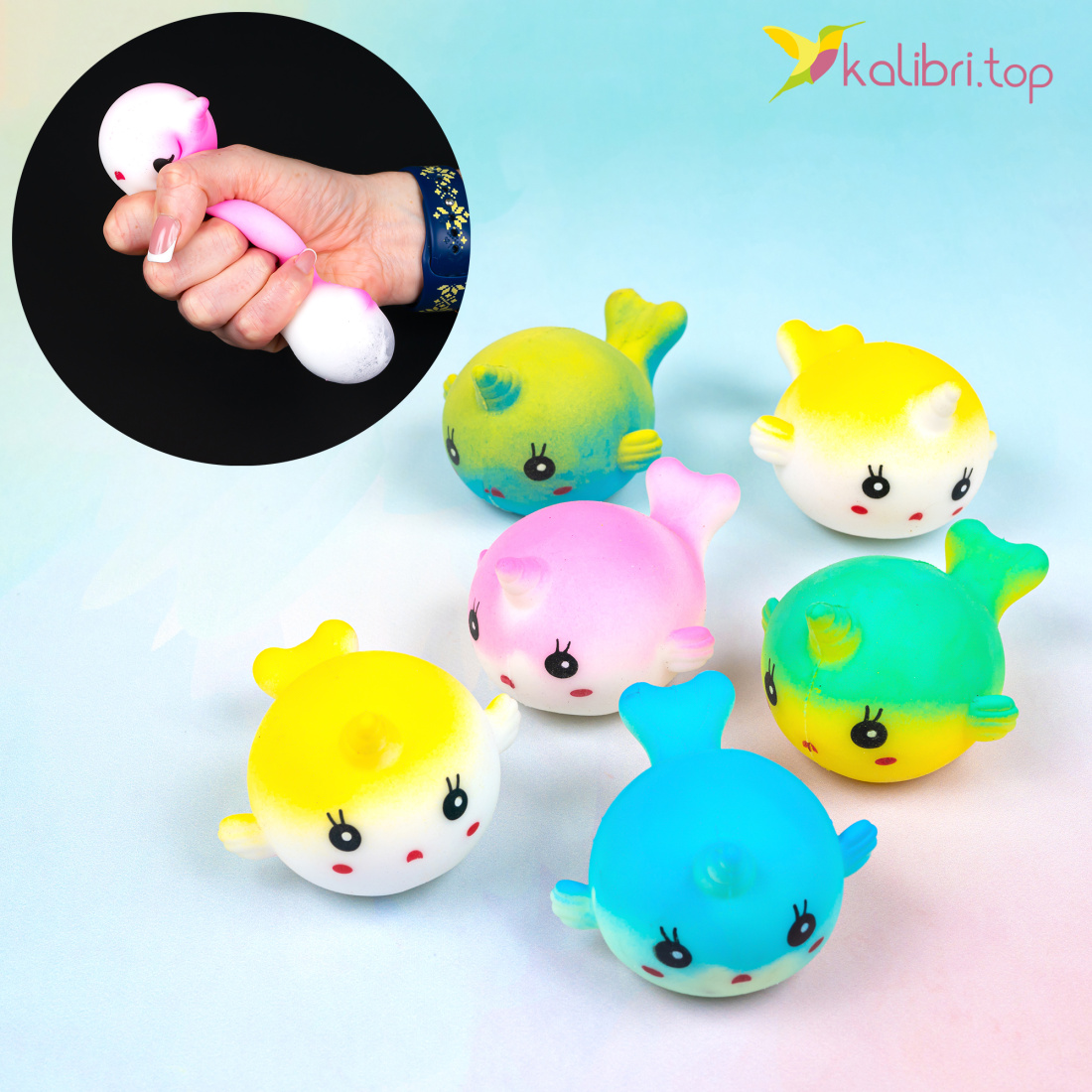 Антистрес піна рибки-єдиноріг 9,5 см, 70 г оптом фото 01