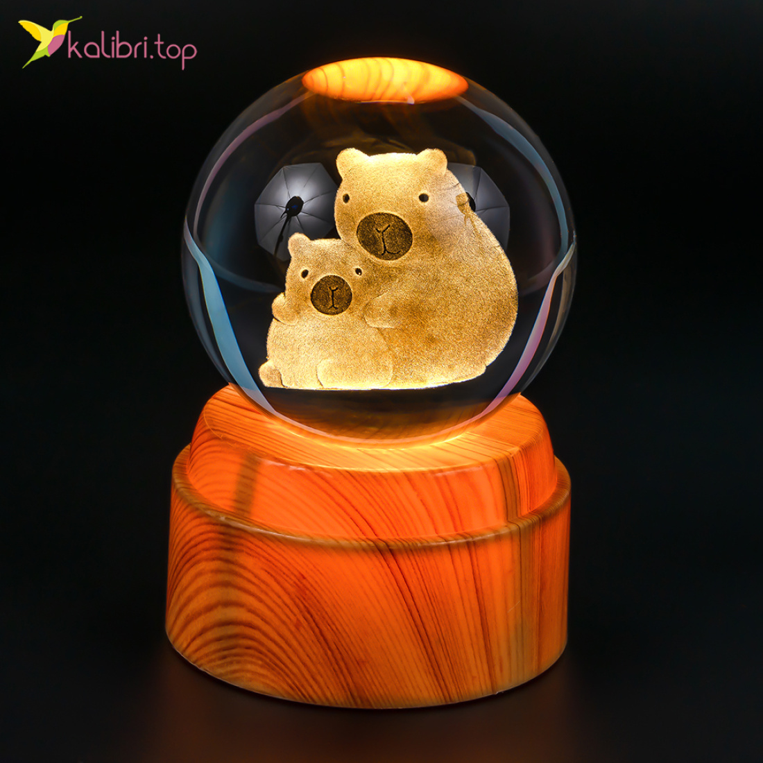 Нічник скляна куля Капібари 8 см оптом фото 01 Нічник скляна куля Капібари 8 см оптом фото 01