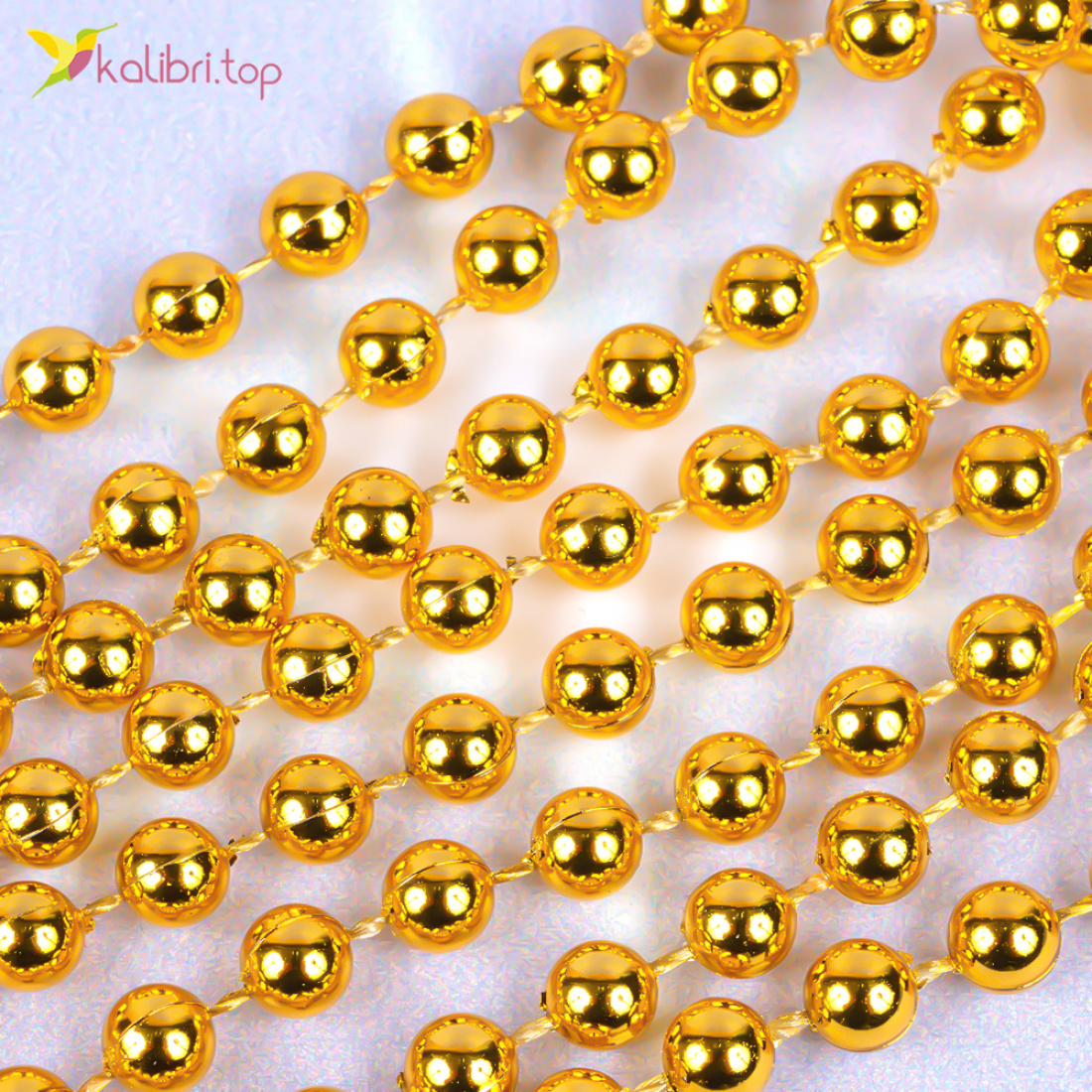 Новорічний декор намисто золоті 2,75 метра, 12 штук оптом фото 02 Новорічний декор намисто золоті 2,75 метра, 12 штук оптом фото 02