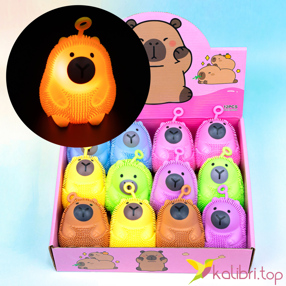 Светящийся ёжик Капибара 8 см оптом фото 01