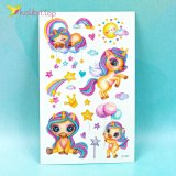 Переводные татуировки с блёстками Единороги Звёзды 12 см оптом фото 01