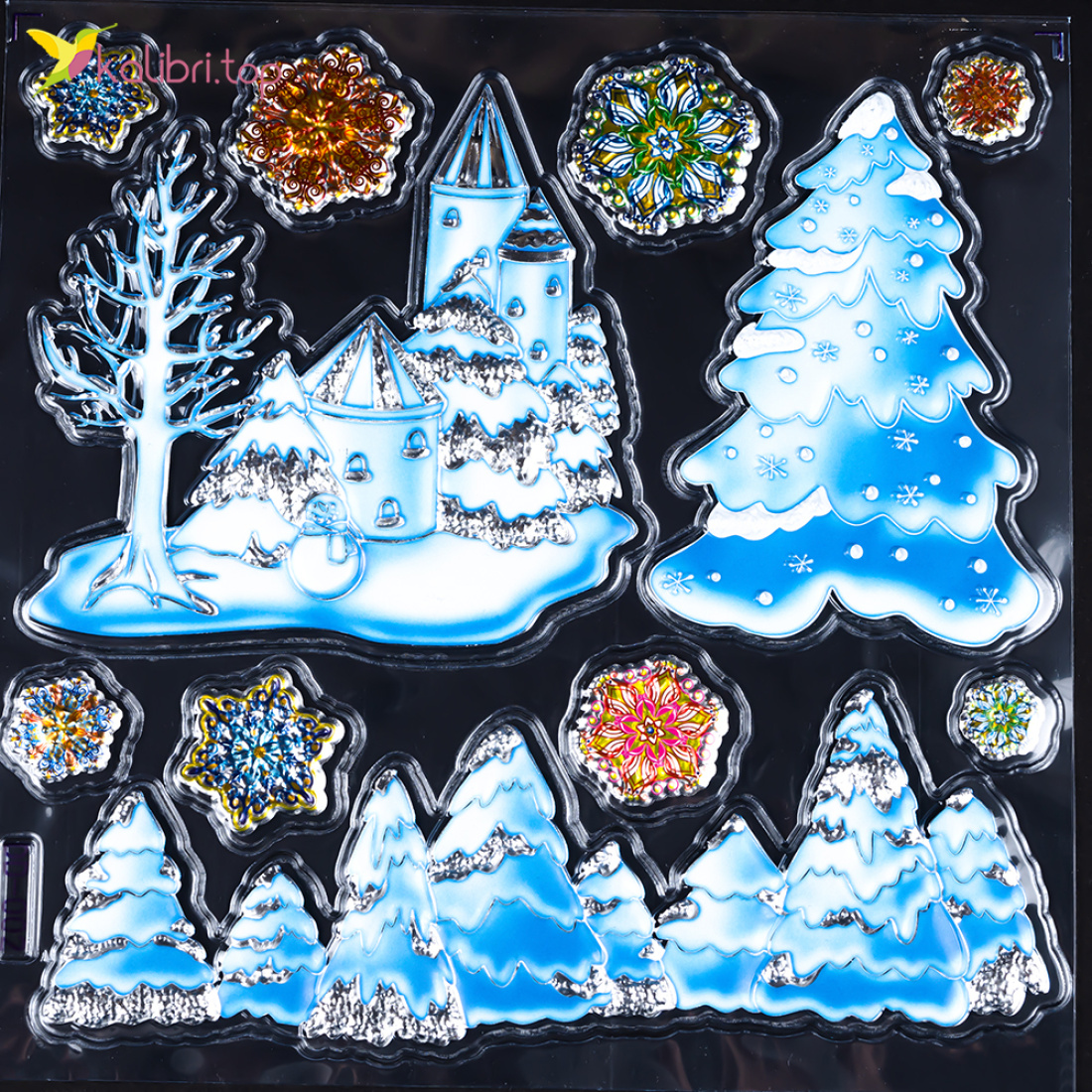 Новорічні наклейки на вікна Різдво 20х20 см оптом фото 04 Новорічні наклейки на вікна Різдво 20х20 см оптом фото 04