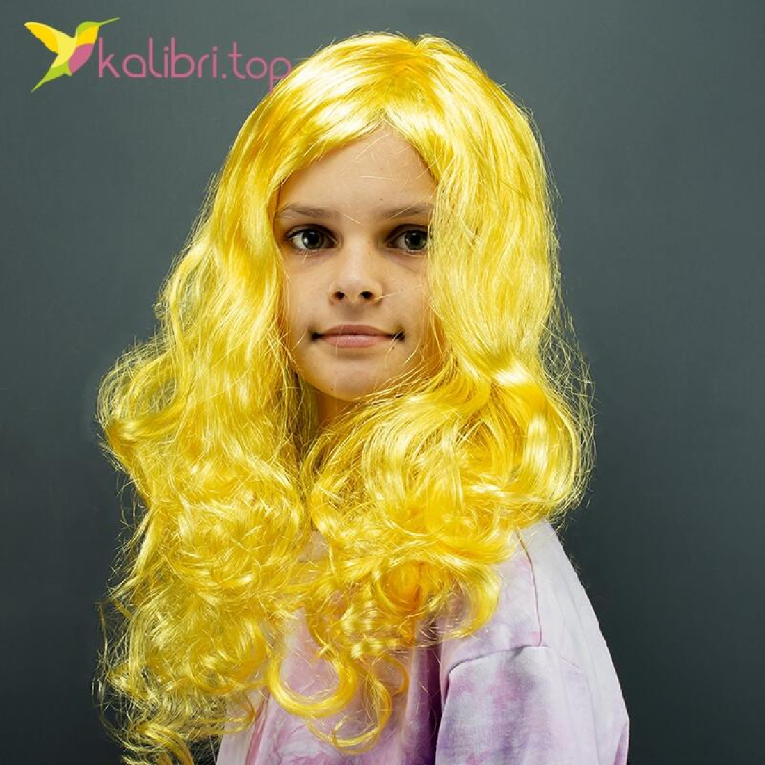 Карнавальна перука Кудряшка жовта 4502 оптом фото 01