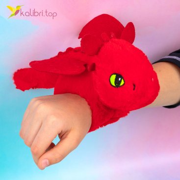 Мягкая игрушка на руку Дракон красный 13 см - Купить