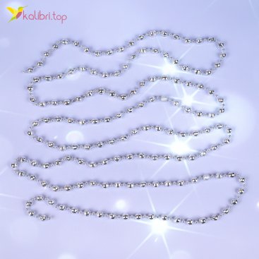 Новорічний декор намисто срібний блиск 2,7 метра, 10 штук - Фото Новорічний декор намисто срібний блиск 2,7 метра, 10 штук - Купити