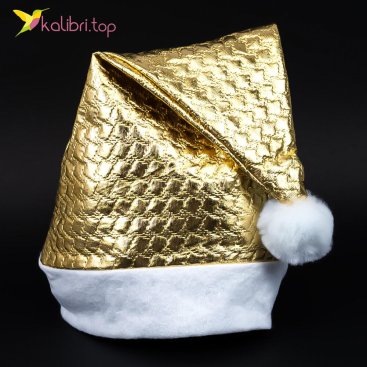 Новогодние шапки рифлёные золотые 40 см - Купить