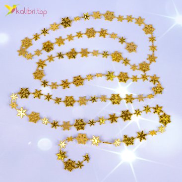 Новорічні прикраси Сніжинки золоті 2 метри - Фото Новорічні прикраси Сніжинки золоті 2 метри - Купити