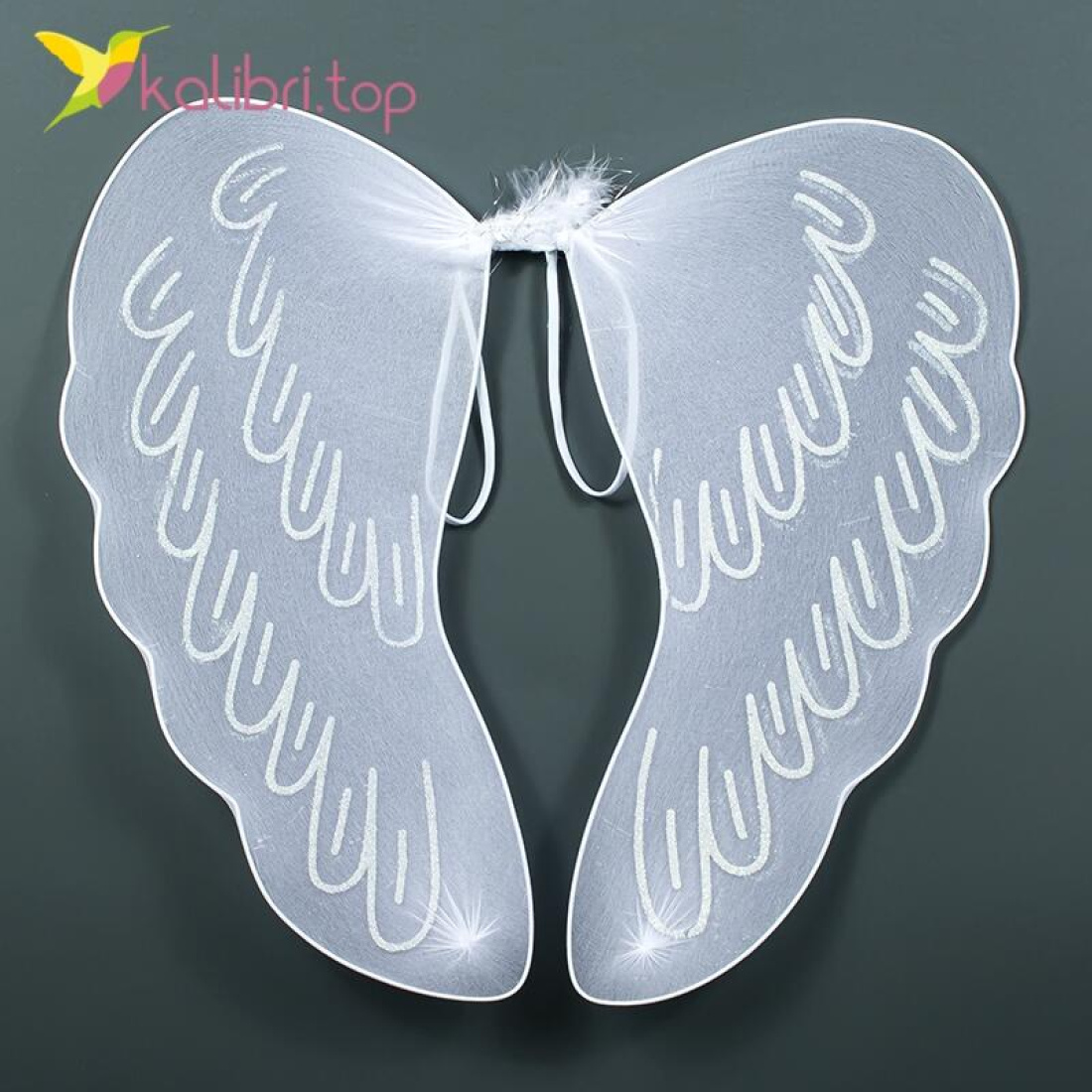 Крылья ангела с блёстками белые оптом фото 01