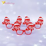 Новогодние очки снеговики красные ОО-17 оптом фото 01