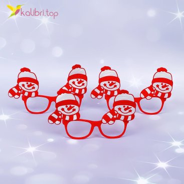 Новогодние очки снеговики красные ОО-17 - Купить