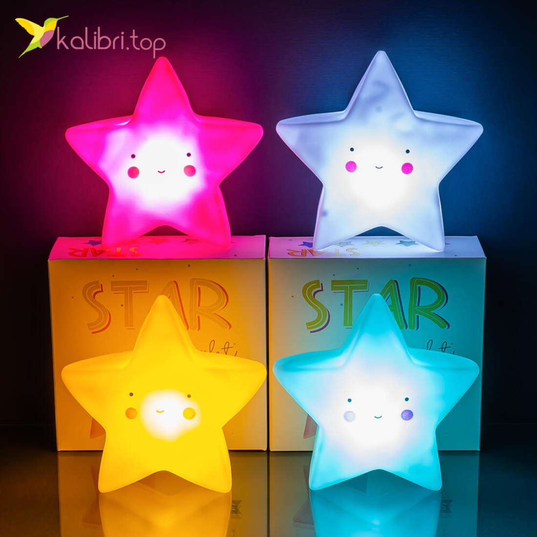 Детский ночник STAR 4 цвета оптом фото 01 Детский ночник STAR 4 цвета оптом фото 01
