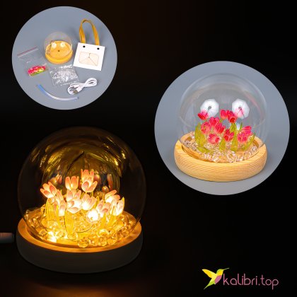 Ночник сделай сам Цветы в шаре розовый USB, 10 см - Купить