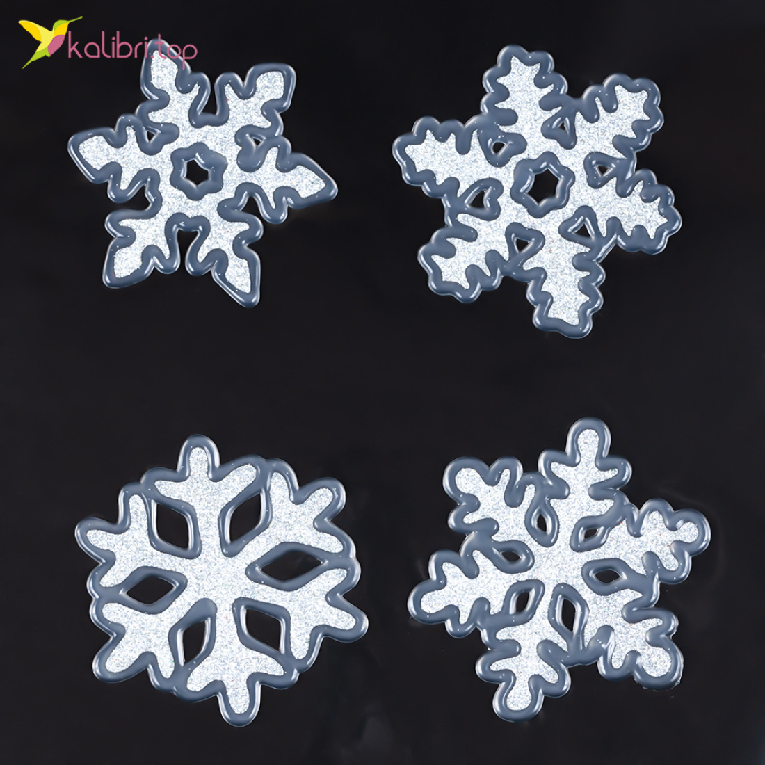 Силіконові наклейки на вікна Сніжинки сірі 19х19 см оптом фото 01 Силіконові наклейки на вікна Сніжинки сірі 19х19 см оптом фото 01