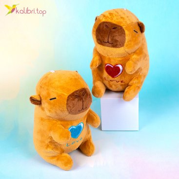 Мягкие игрушки Капибары с сердцем 16 см - Купить
