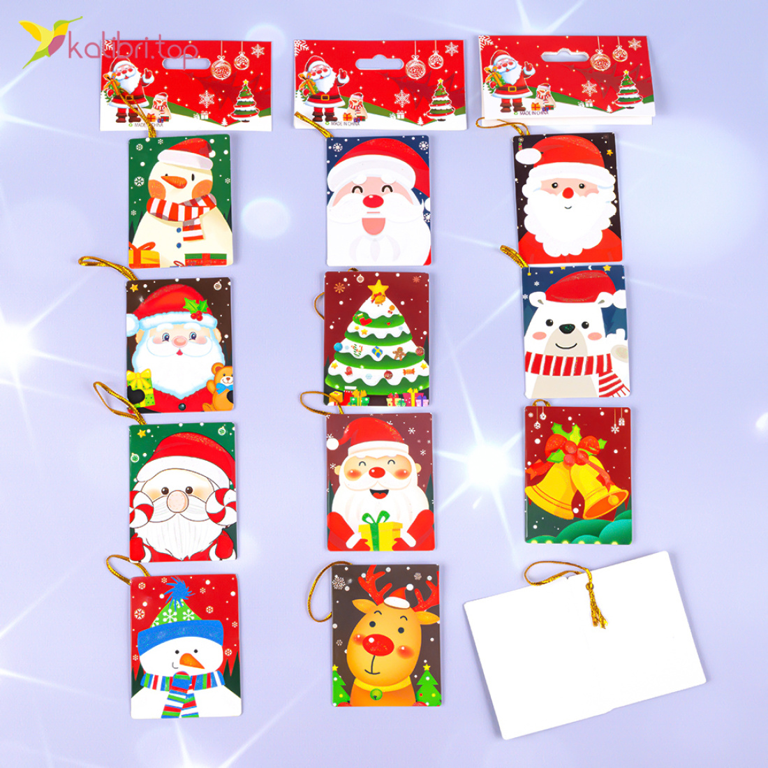 Новогодние открытки подвески Новый Год 7*5 см., 192 шт оптом фото 01