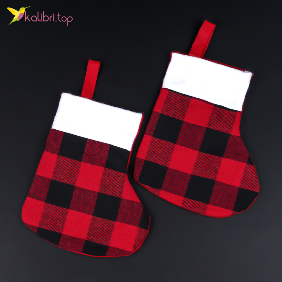 Новогодний сапог для подарков Клетка 18 см оптом фото 01 Новогодний сапог для подарков Клетка 18 см оптом фото 01
