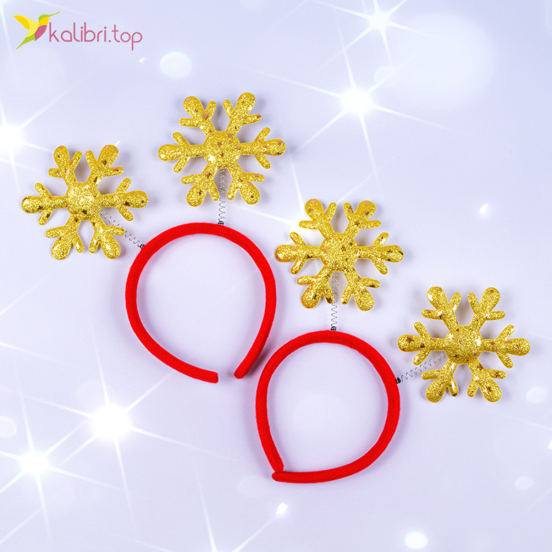 Новорічний обруч золота сніжинка 22 см оптом фото 01 Новорічний обруч золота сніжинка 22 см оптом фото 01