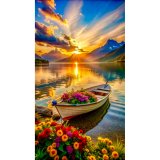 Алмазна мозаїка човен та море 40*50 см оптом фото 01