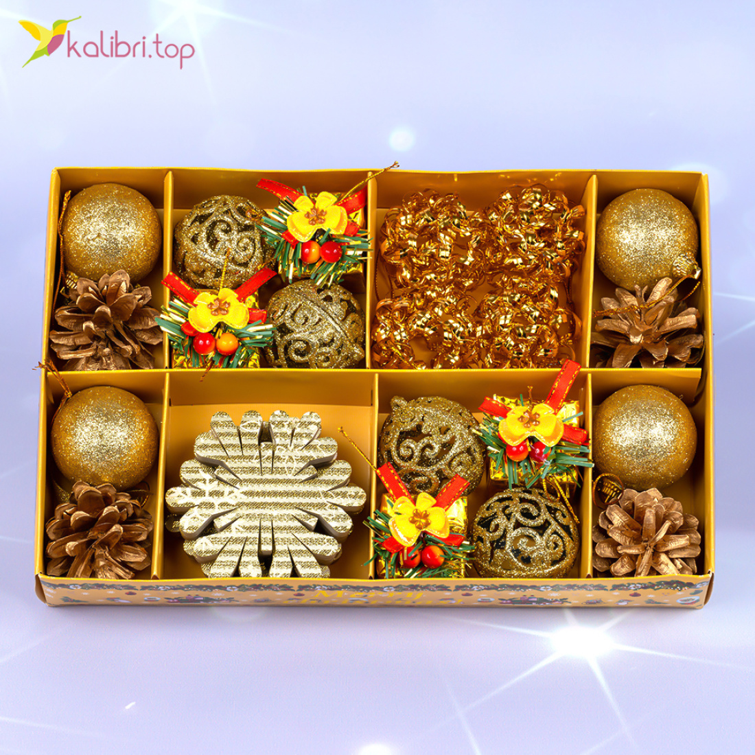 Ялинкові іграшки зимовий мікс 5 см, 25 предметів, набір оптом фото 01 Ялинкові іграшки зимовий мікс 5 см, 25 предметів, набір оптом фото 01